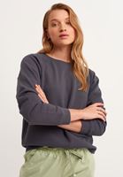 Bayan Antrasit Zero-Neck Crop Sweatshirt