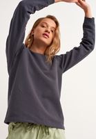 Bayan Antrasit Zero-Neck Crop Sweatshirt