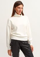Bayan Krem Roll-Neck Sweatshirt