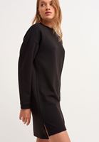 Bayan Siyah Zero-Neck Mini Sweat Elbise