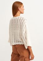 Women Cream V-Neck Bohemian Knitwear