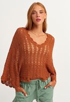 Women Brick V-Neck Bohemian Knitwear