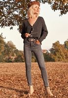 Bayan Gri High-Rise Push Up Skinny Pantolon