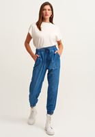 Bayan Mavi Pamuklu Denim Jogger Pantolon