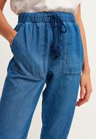 Bayan Mavi Pamuklu Denim Jogger Pantolon
