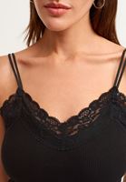 Bayan Siyah Romantik Dantelli Bodysuit