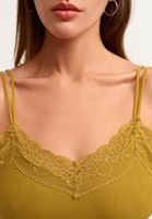 Bayan Yeşil Romantik Dantelli Bodysuit