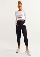 Bayan Beyaz Sınırsız Esnek Cut-Out Crop Bluz