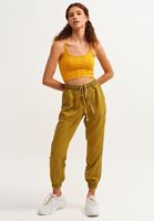 Bayan Sarı Jakarlı Dikişsiz Crop Top