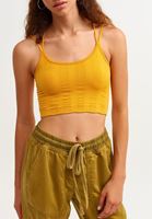Bayan Sarı Jakarlı Dikişsiz Crop Top