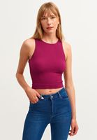 Bayan Vişne Çürüğü Dikişsiz Halter Yaka Tank Top