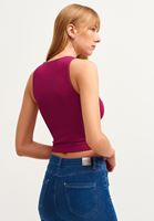 Bayan Vişne Çürüğü Dikişsiz Halter Yaka Tank Top