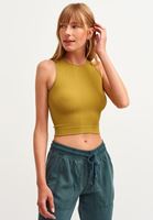 Bayan Yeşil Dikişsiz Halter Yaka Tank Top