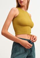 Bayan Yeşil Dikişsiz Halter Yaka Tank Top