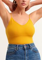 Women Yellow Seamless Crop Top
