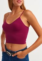 Women Maroon  Seamless Crop Top