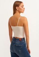 Women Beige Seamless Crop Top