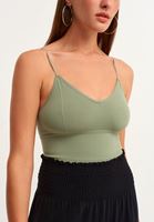 Women Green Seamless Crop Top