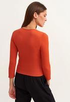 Bayan Kırmızı V-Neck Uzun Kollu Top
