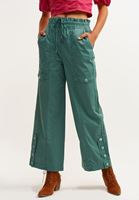 Bayan Yeşil Düğmeli Baggy Pantolon