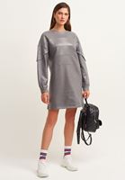 Bayan Antrasit Oversize Mini Sweat Elbise