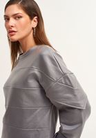 Bayan Antrasit Oversize Mini Sweat Elbise