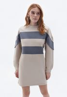 Bayan Krem Oversize Mini Sweat Elbise