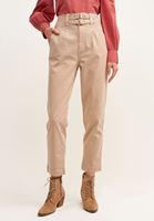 Bayan Krem Carrot-Fit Kemerli Pantolon