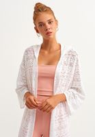 Bayan Beyaz Mesh Kimono