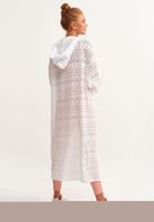 Bayan Beyaz Mesh Kimono
