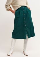 Women Green Pleated Midi Skirt with Pocket Detail