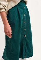 Women Green Pleated Midi Skirt with Pocket Detail