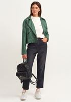 Bayan Krem High-Neck Baskılı Tişört