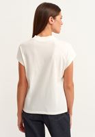 Bayan Krem High-Neck Baskılı Tişört