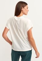 Bayan Krem Pamuklu High-Neck Tişört