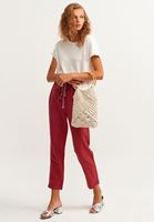 Bayan Bordo Casual Yumuşak Dokulu Pantolon