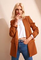 Bayan Kahverengi Vintage Etkili Boyfriend Blazer Ceket 