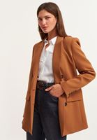 Bayan Kahverengi Vintage Etkili Boyfriend Blazer Ceket 