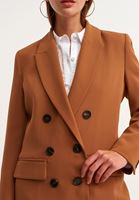 Bayan Kahverengi Vintage Etkili Boyfriend Blazer Ceket 