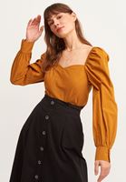 Women Orange Cotton Bohemian Blouse