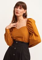 Women Orange Cotton Bohemian Blouse