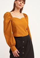 Women Orange Cotton Bohemian Blouse