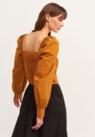Women Orange Cotton Bohemian Blouse