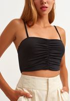 Bayan Siyah Close-Fit Büzgülü Bralet