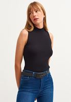 Bayan Siyah High-Neck Atlet 