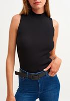Bayan Siyah High-Neck Atlet 