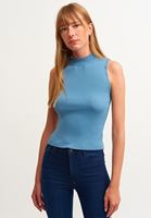 Bayan Mavi High-Neck Atlet 