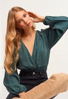 Bayan Yeşil Nature Friendly Bohem Bluz ( TENCEL™ )
