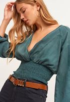 Bayan Yeşil Nature Friendly Bohem Bluz ( TENCEL™ )
