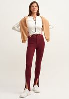 Bayan Krem Fermuarlı Crop Top